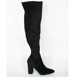 Wild Pair Women's Black Cushioned Over-The-Knee Dress Heeled Boots